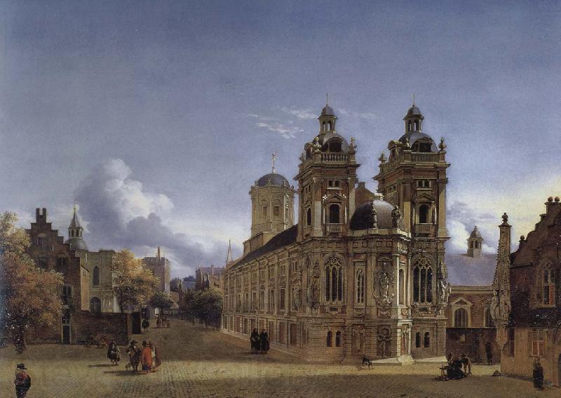 Jan van der Heyden Church Square, memories France oil painting art